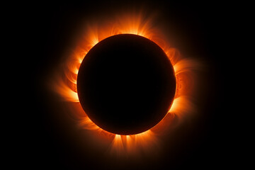 Annular solar eclipse, glowing corona during a total eclipse of the sun - obrazy, fototapety, plakaty