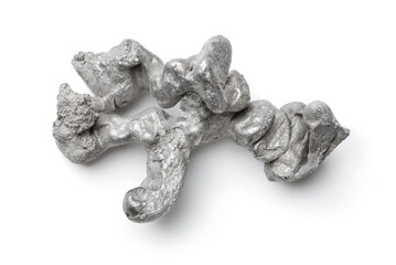 Piece of cooled molten aluminum