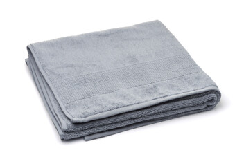 Folded gray terry cloth bath towel