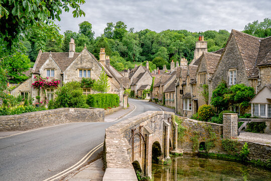 Village of Castle Combe, Wiltshire, UK. Bridge over River BybrookVillage of Castle Combe, Wiltshire, UK. Bridge over River Bybrook