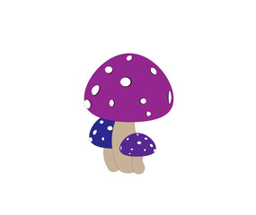Cartoon mushrooms. Vector illustration, print for background, print on fabric, paper, wallpaper, packaging.