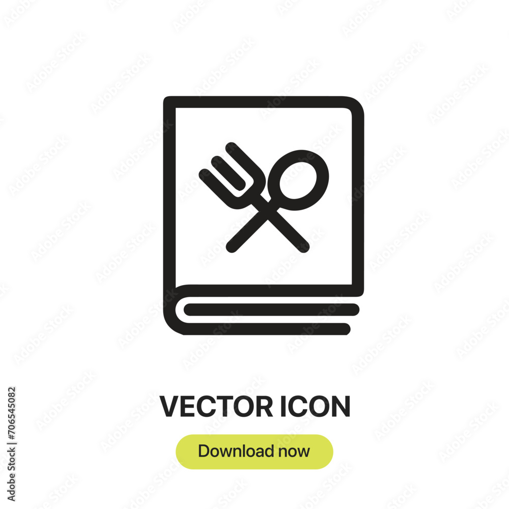 Aufkleber Recipe Book icon vector. Linear-style sign for mobile concept and web design. Recipe Book symbol illustration. Pixel vector graphics - Vector.	
