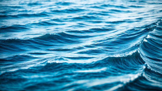 Blue sea water background texture. Sea water surface texture. Deep sea waves. Ai Generative