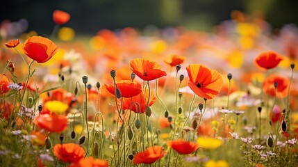 Obraz premium Autumn Wildflower Meadow Charm - AI Generated