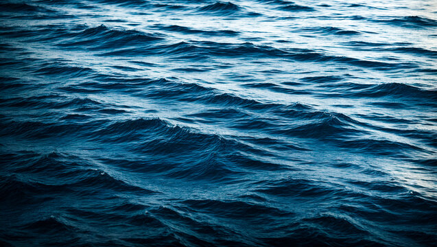 Deep sea waves. Blue sea water background texture. Sea water surface texture.  Ai Generative