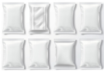 collection of various white bag package template on white background. - obrazy, fototapety, plakaty