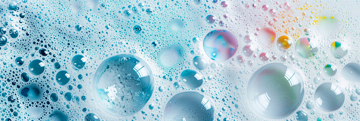 Soap foam on the surface, top view - obrazy, fototapety, plakaty