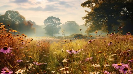 Obraz premium Autumn Wildflower Meadow Charm - AI Generated