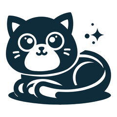 Free vector cute cat sitting cartoon vector icon illustration.