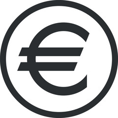 Euro Sign Icon in Flat Style. Vector Illustration