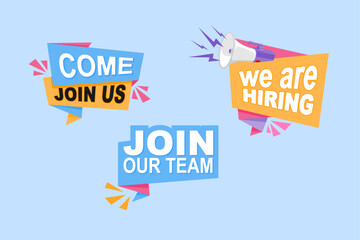 we are hiring banner design with ribbon and flat design concept