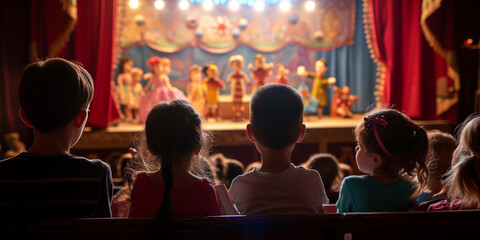 Kinder schauen sich gespannt ein Theaterstück an