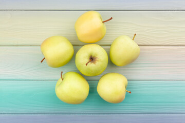 apple group on wood background