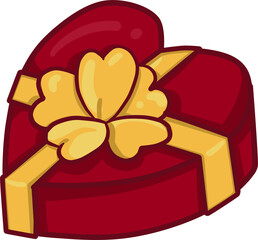 gift box heart shapr with yellow ribbon, valentines gift box illustration.
