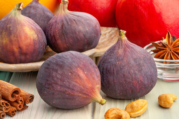 figs group on wood background