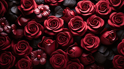 Romantic Valentine's Day Background with Beautiful Heart-Shaped Red Roses, Love, Passion, and Affection in Every Petal