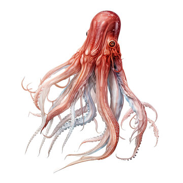 recommend clip art: Giant Squid in Isolation on a transparent background