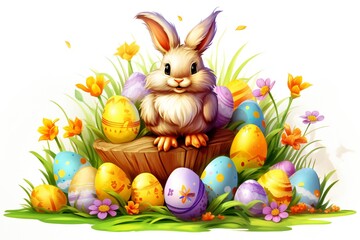 Easter clip art on white background Generative AI