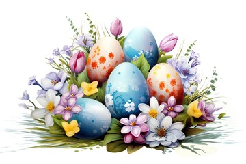 Easter clip art on white background Generative AI