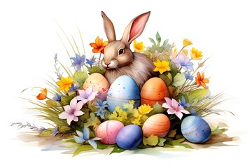 Easter clip art on white background Generative AI