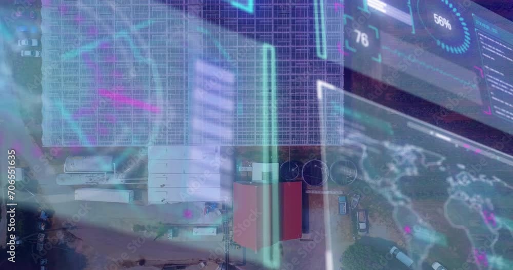 Poster animation of computer data processing over screens