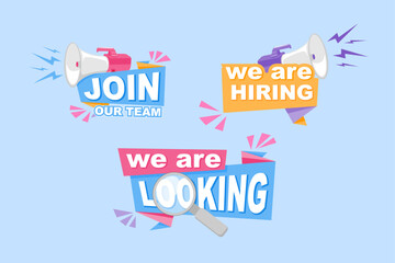 Join Us vector label banner with flat color design