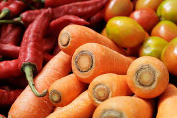 Colorful vegetables background selective focus.