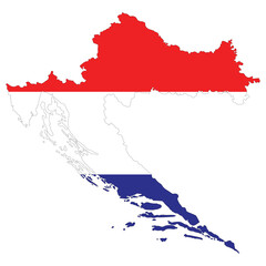 Croatia map. Map of Croatia with Croatia flag
