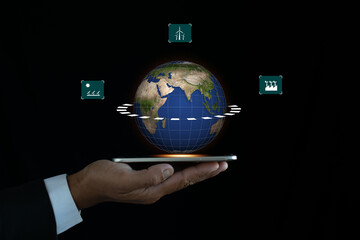 Green enterprises using renewable energy can limit climate change and global warming The concept of clean and environmentally friendly environment, no carbon dioxide emissions