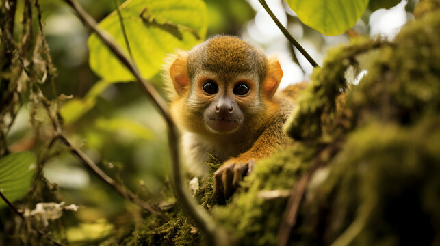 amazon rainforest monkey jungle small, AI Generative.