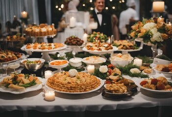 Naklejka premium Catering wedding buffet for events Wedding Reception Buffet Food