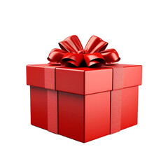 red gift box with bow on transparent background