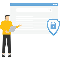 concept General data protection regulations, Control and security of personal information, browser cookie consent, GDPR disclose data collection Flat vector modern illustration

