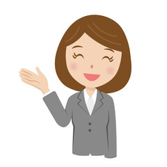 スーツを着た就活生、新入社員、案内、女性、笑顔