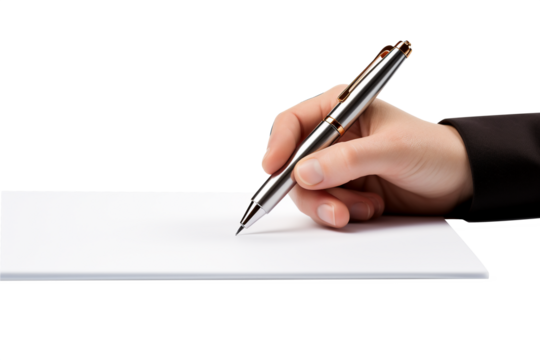 Closeup of woman's hand writing on paper