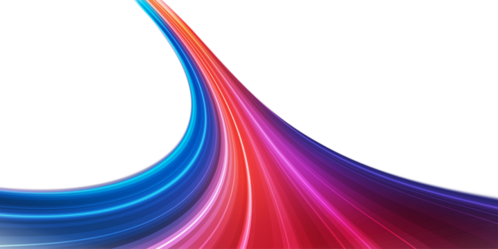 Modern abstract high-speed light effect. Abstract background with curved beams of light. Technology futuristic dynamic motion. Movement pattern. PNG file.