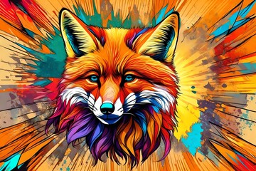 Fox head in pop art style