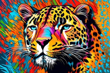 Leopard head in pop art style