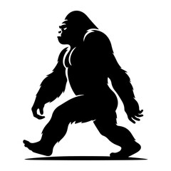 minimal Gorilla walking pose vector silhouette 