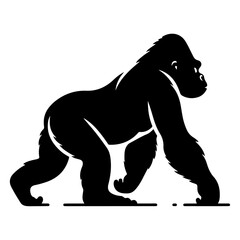 minimal Gorilla walking pose vector silhouette 
