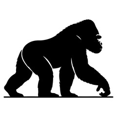 minimal Gorilla walking pose vector silhouette 