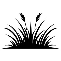 minimal grass icon on mud vector silhouette, black color silhouette 