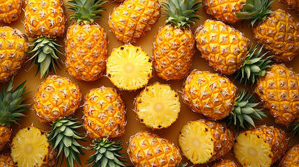 Fototapeta premium vari ananas visti dall'alto per creare un simpatico sfondo del pc