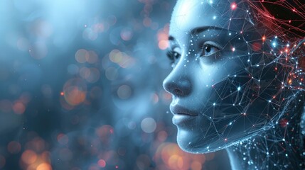 Beautiful AI face concept background