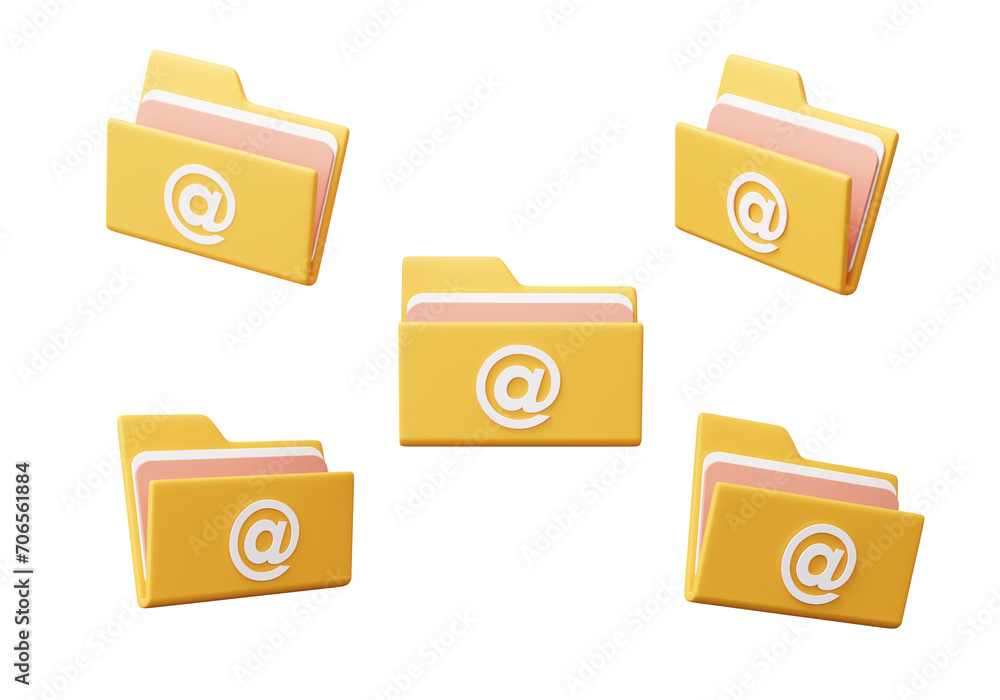 Poster digital set document email newsletter icon on isolated background. composition template advertising 