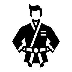 Karate Belt Icon with man vector silhouette, black color silhouette