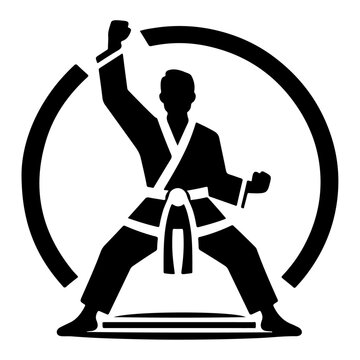 recommend clip art: Karate Belt Icon with man vector silhouette, black color silhouette