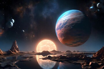 the moon over the sea