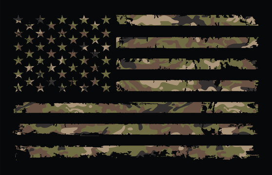 USA Flag With Camouflage Design