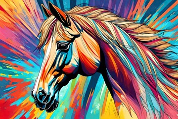 Horse head in pop art style